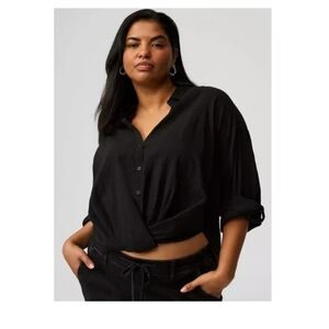 Toreid Twist Front Button Up Shirt Black Size 3X NWT!